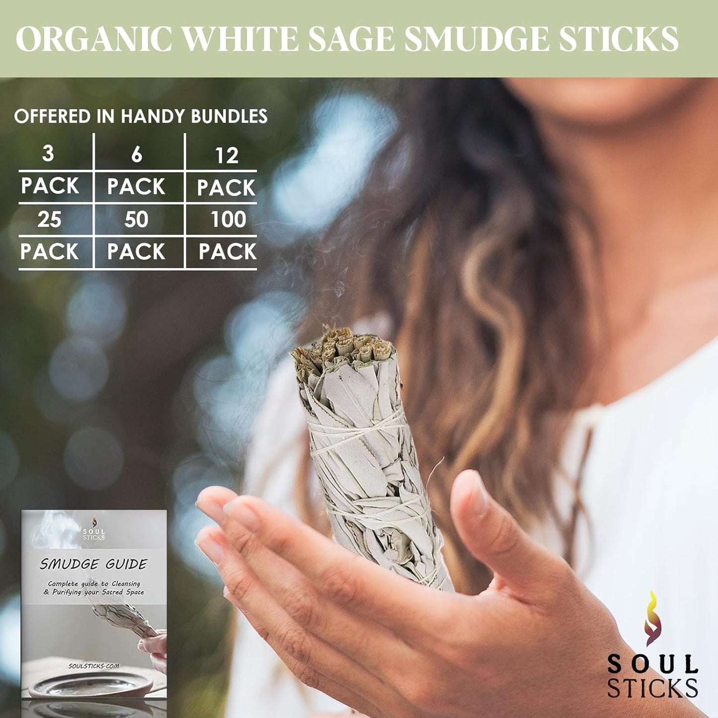 SOUL STICKS 4 Inch 12-Pack Organic California White Sage Smudge Sticks Bulk for Home Cleansing, Negative Energy Removal, Good Energy Meditation & Smudging Rituals | Pure Sage Bundles