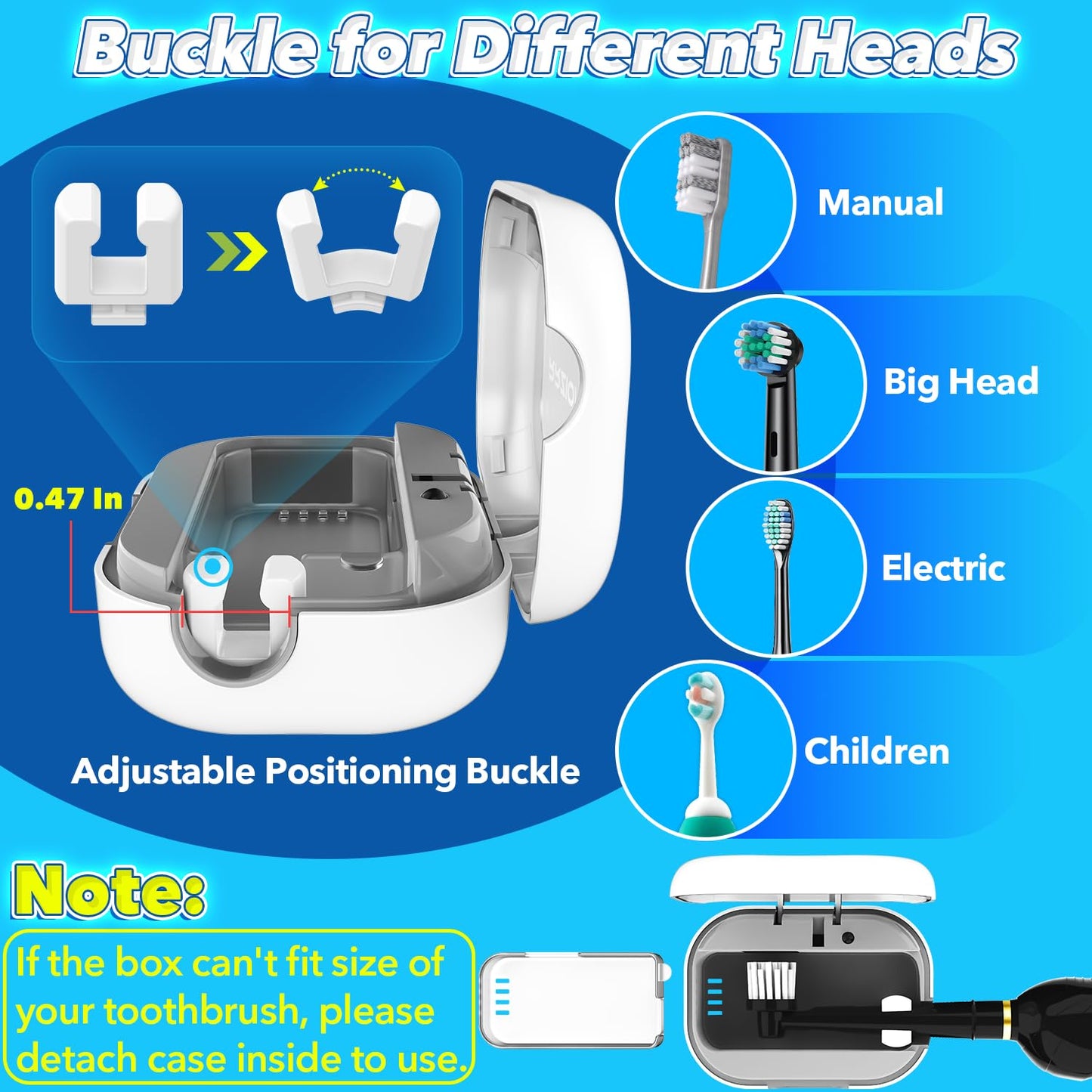 Toothbrush Sanitizer Case, Portable Toothbrush Covers Rechargeable, Rechargeable Toothbrush Cleaner Holder Case for Travel Home, Detachable Toothbrush Cover Cap for All Toothbrushes (White)