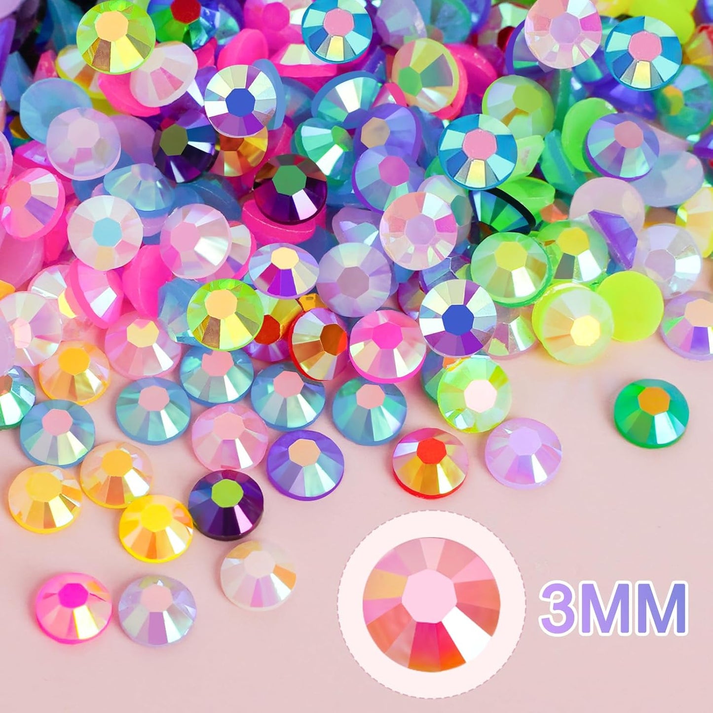 18000Pcs Resin Jelly Rhinestones for Bedazzling, Multicolor 3mm Flatback Rainbow Gems, Bedazzling Crystal with 4Pcs 2.5g Jewelry Glue, Rhinestone Picker for DIY Crafting Clothes Shoes Nail Art