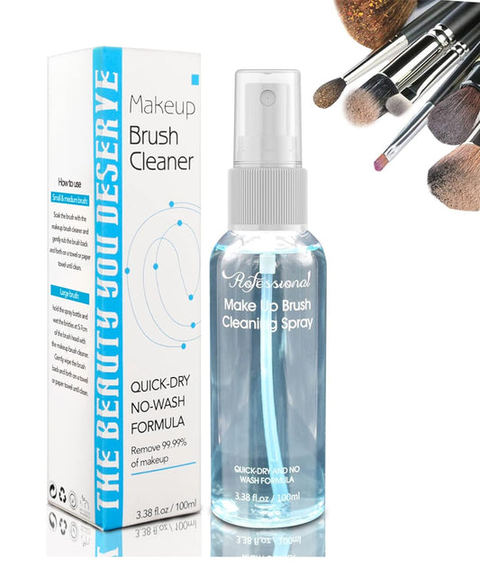 Makeup Brush Cleaner for Cosmetic Brushes, No-washing Quick Drying Deep Cleaning Spray Ideal for Makeup Brushes Sponges for Women Girls 3.38 oz