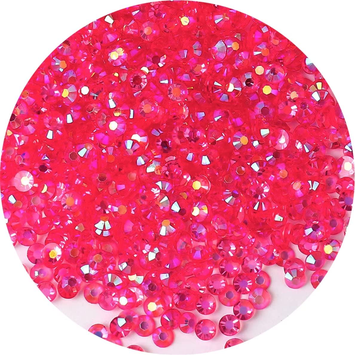4500 Pcs SS6 2mm AB Flatback Rhinestones for Nails Art Crafts Transparent Glitter Round Gems Crystals DIY Clothes Shoes(Clear Light Rose Red AB)