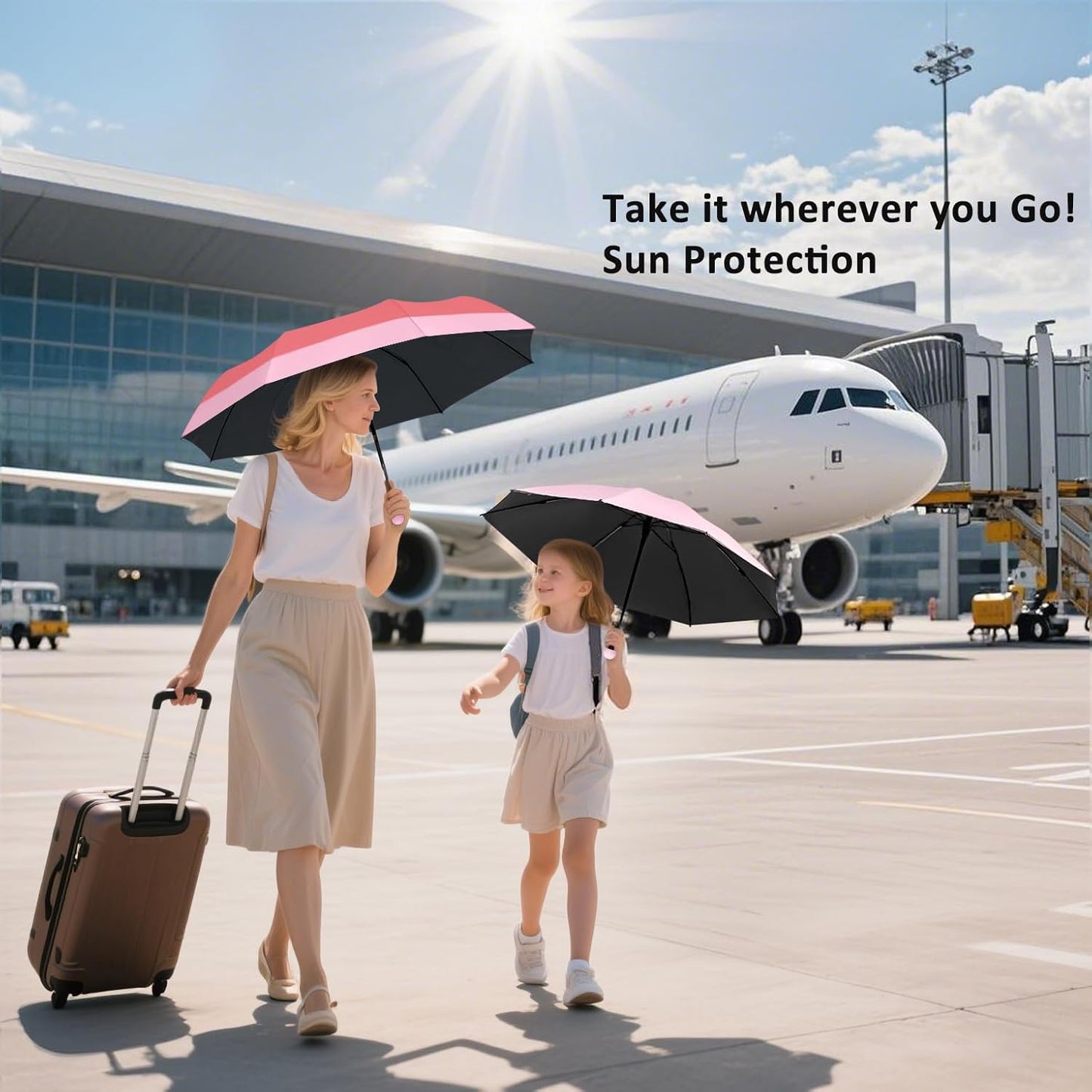 BAODINI Travel Mini Umbrella for Purse With Case Small Compact UV Sun Protection Sun Lightweight Tiny Pocket Umbrella for Women Kids and Men