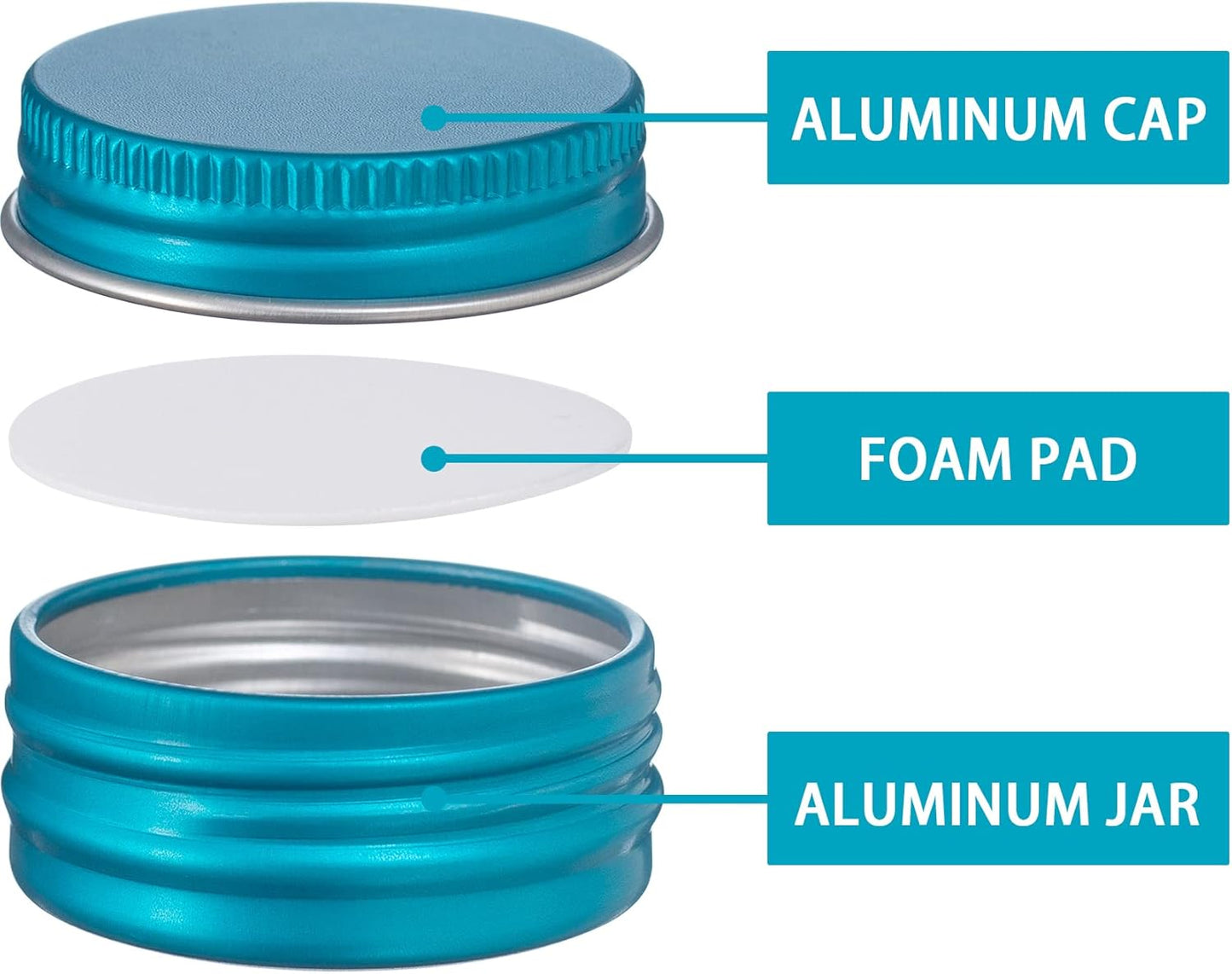 0.5 oz Screw Top Aluminum Tin Jar with Screw Lid and Blank Labels (Lake Blue - Pack of 32)
