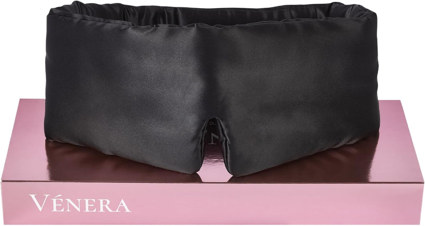 Silk Eye Mask - 100% Pure Mulberry 22 Momme Silk Sleep Mask, Adjustable Sleep Mask for Women and Men (Adjustable, Cloud Black)