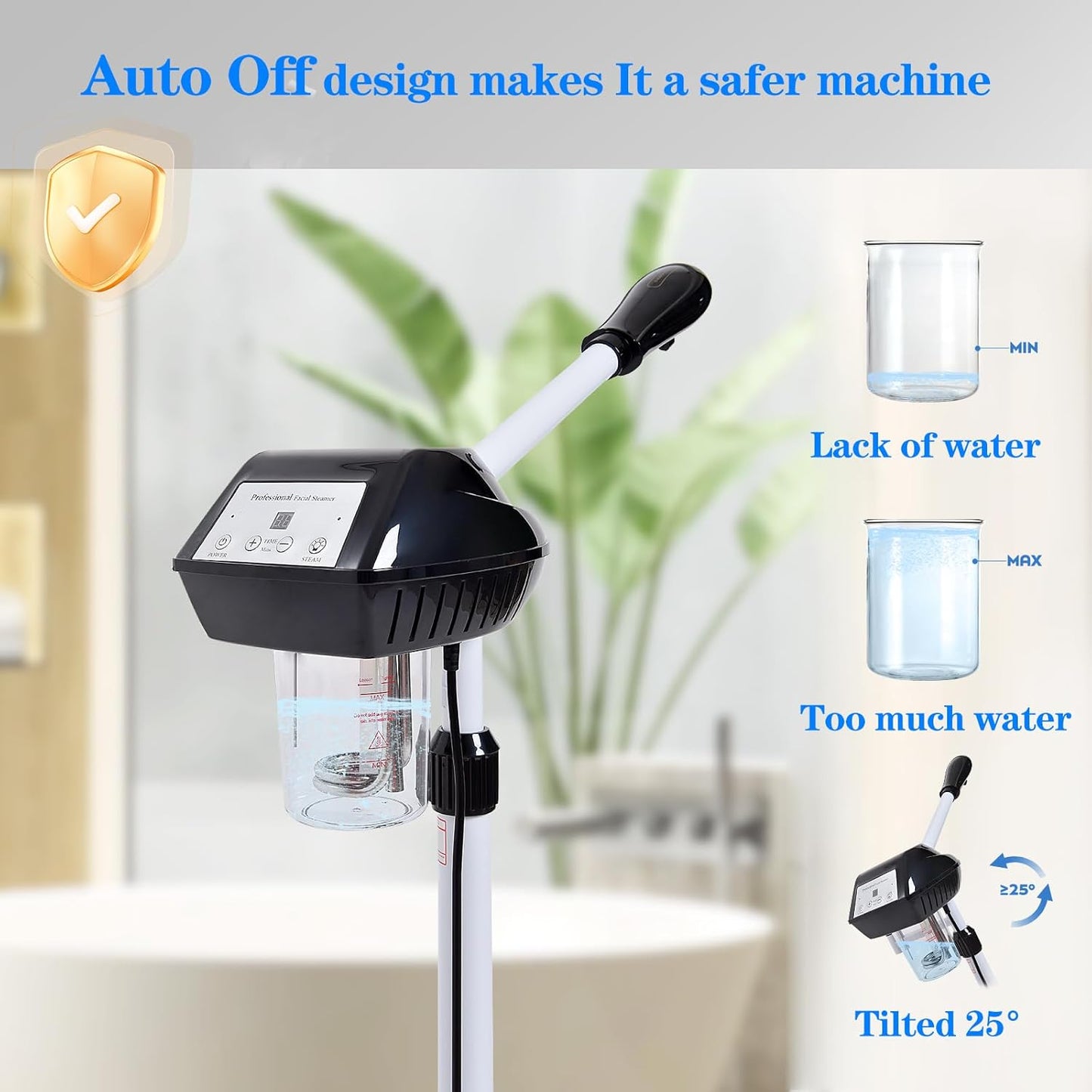 Professional Facial Steamer on Wheels, Facial Steamer for Facial Deep Cleaning, Facial Humidifier for Spa, Adjustable Height for Spa, Salon and at Home Use