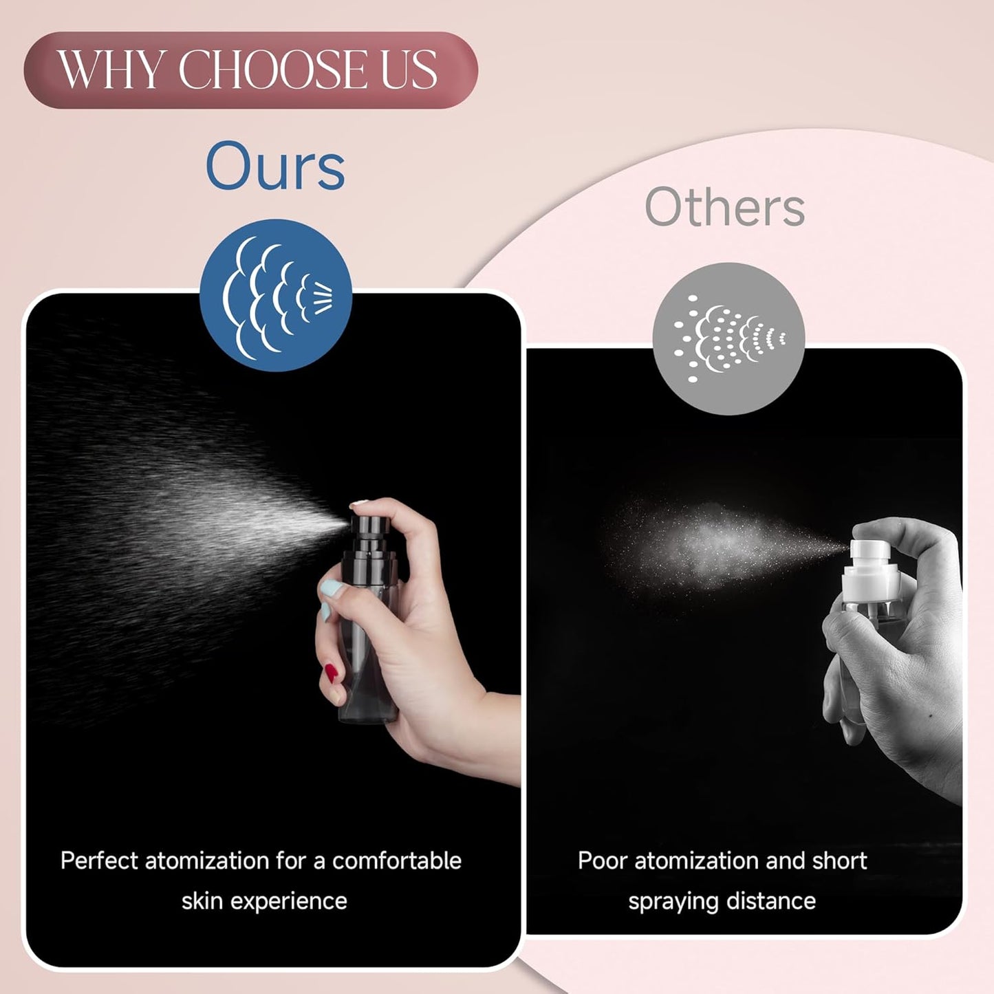 9-Pack Small Spray Bottle, 3.4oz Black Plastic Fine Mist Mini Sprayer for Hair, Cleaning, Salons, Planting, Skin Care - Empty Refillable Travel Mister