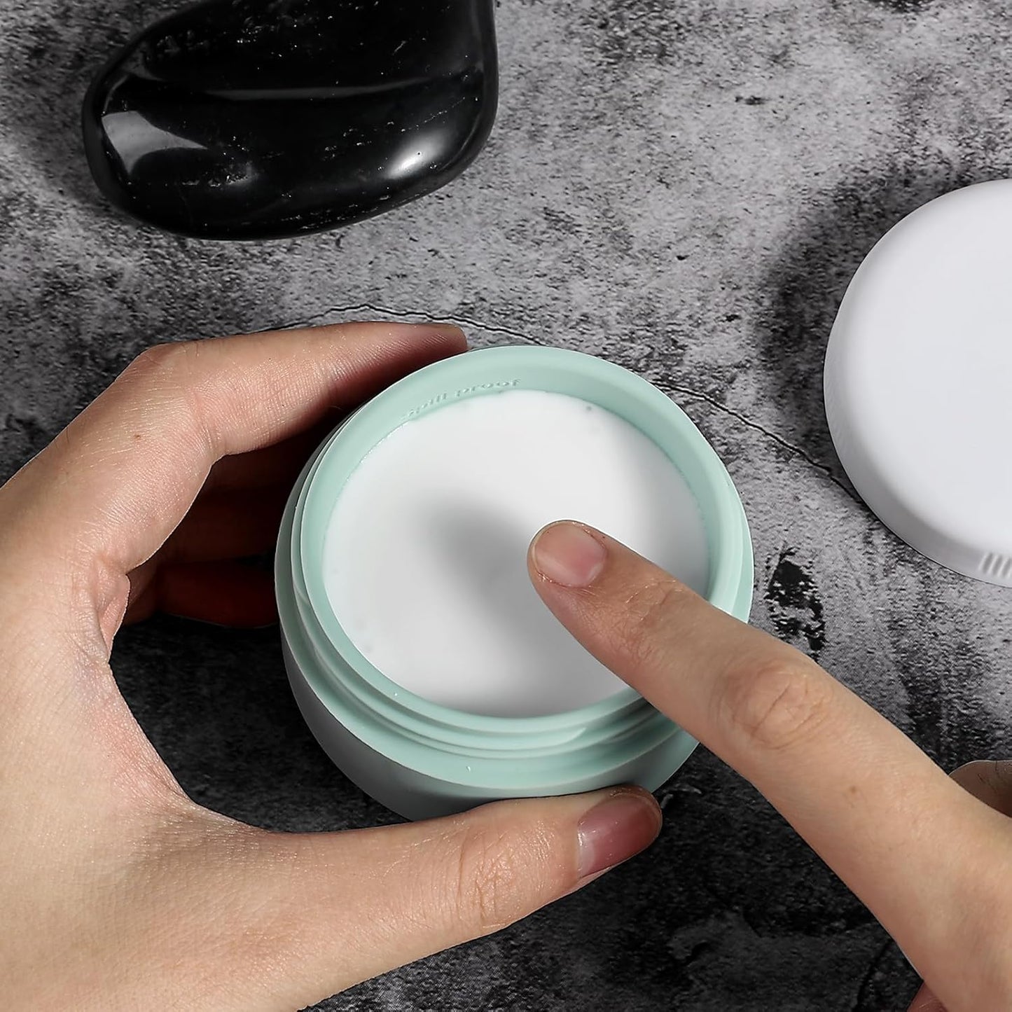 Travel Containers for Toiletries, Silicone Cream Jars BPA-Free, Leak-proof 2oz Travel Size Containers, Portable Size Silicone Jars with Lid for Cosmetic Face Hand Body Cream (4 Pack)