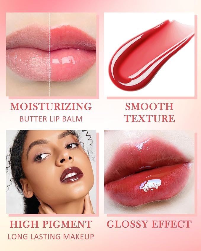 Lip Butter Balm Vanilla Beige, Hydrating Tinted Butter Lip Gloss,Sheer Lipgloss Lip Care Moisturizer,Smooth Lip Treatment,Non-Sticky Jelly Glow Reviver Fat Lip Oil,Women’s Day Makeup Gift for Women-02