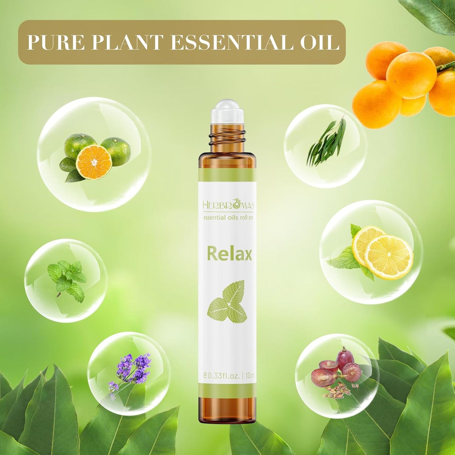 Aromatherapy Essential Oil Roll On Blend Relaxation Gift for Women, Natural and Pure Essentail Oils with Travel Size Roller Ball Bottle (Stress, 1)