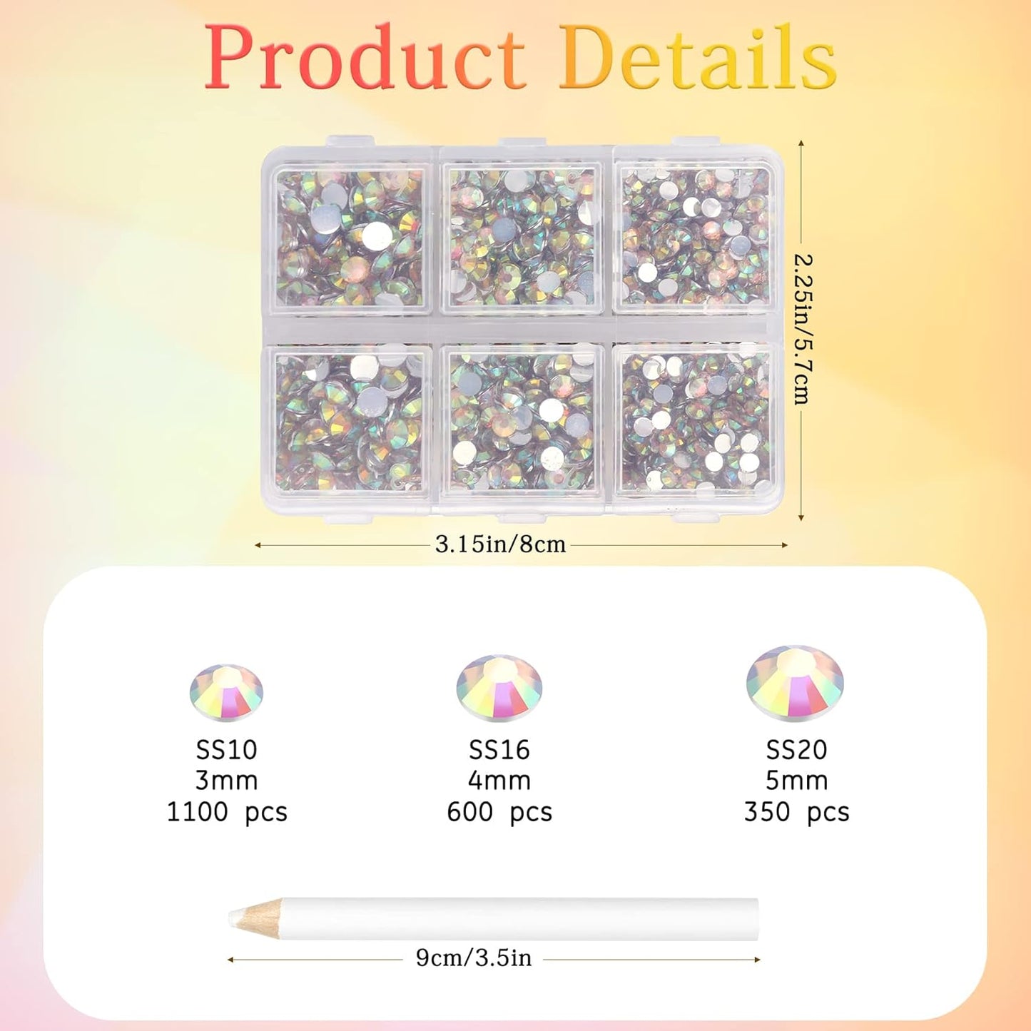 Multi Size 3mm 4mm 5mm Rhinestones Set for Nails Crafts Hot Pink Non Hotfix Rhinestones Nail Gems Rhinestone AB Color&Round Flat Back Resin Rhinestone for Makeup Clothes Shoes Eyes Bottles Crafts