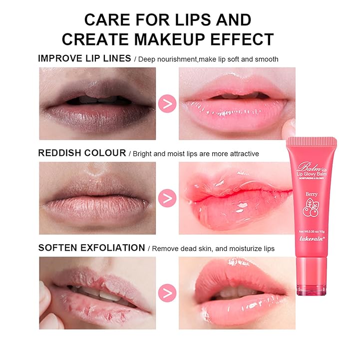 Lip Glowy Balm Hydrating Sleeping Lip Mask, Shine Glossy Finish Lip Oil - Reduce Lip Lines, Enhance Lip Color, Moisturizing & Plump Dry Chapped Lips Care Non-Sticky Lip Balm (#4 Grape)
