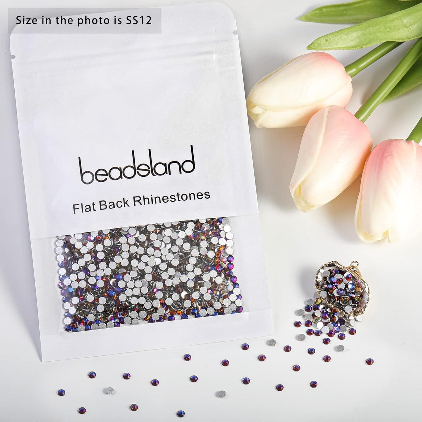 beadsland Flat Back Crystal Rhinestones Round Gems for Nail Art and Craft Glue Fix, Blue Volcano(2.9-3.0mm) SS12/1440pcs
