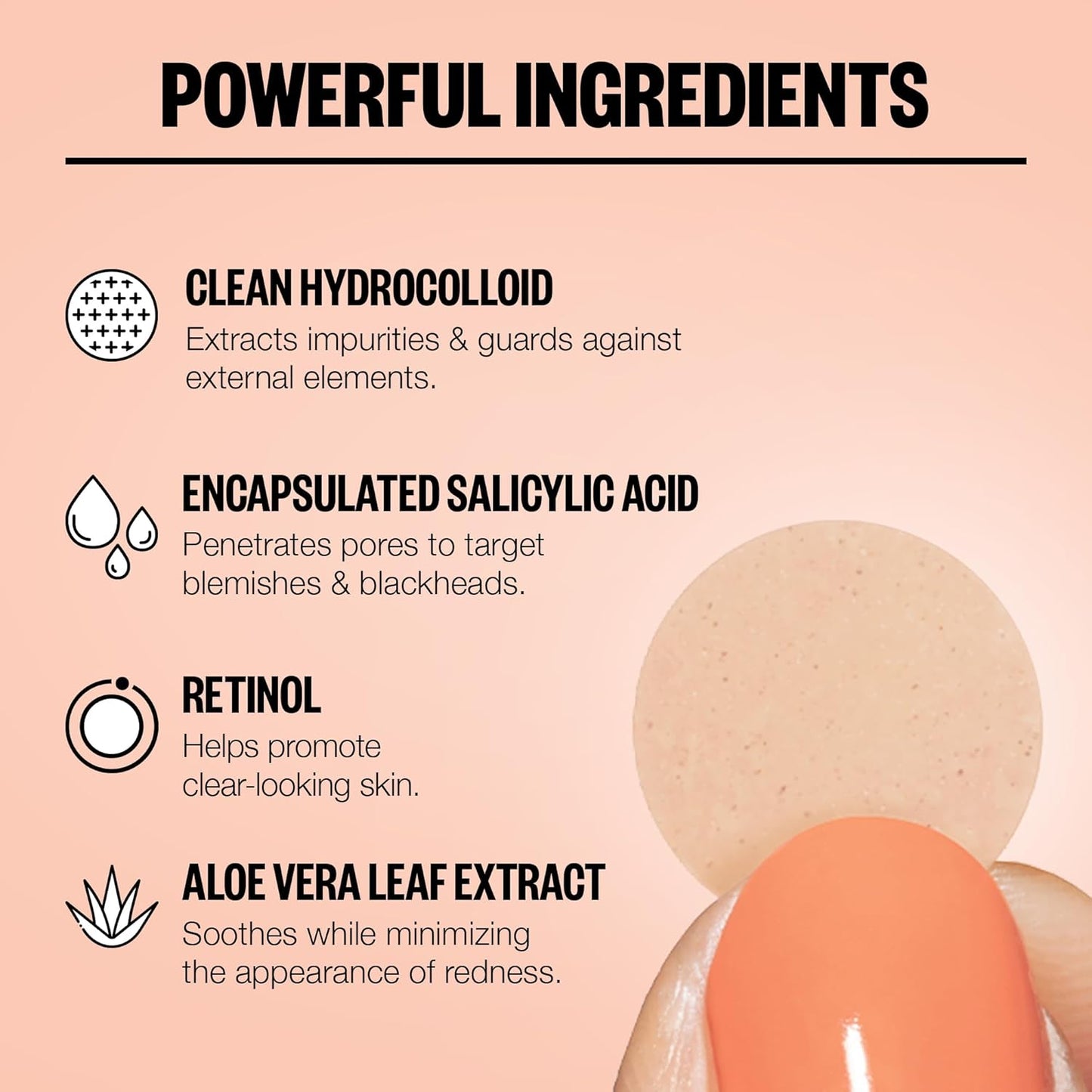 PEACE OUT Acne Healing Dots Helps Clear Blemishes Overnight, Fast Acting Hydrocolloid Pimple Patches for Breakouts with Salicylic Acid, Retinol and Aloe Vera, Award Winning Skincare Solution 60 Count