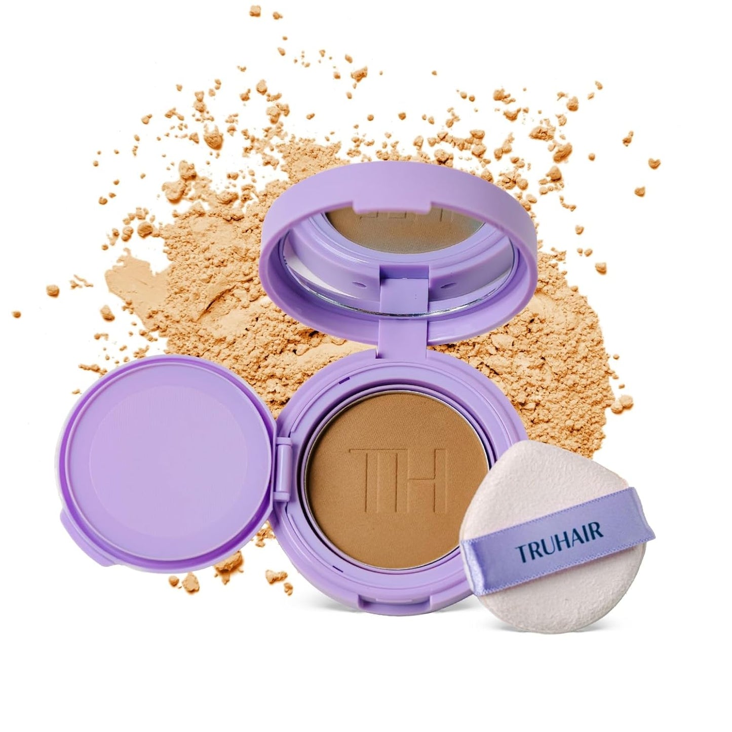 TRUHAIR Root & Scalp Cover Up Pressed Powder Compact, Waterproof, Weightless Hair Coverage & Bald Spot Concealing, Root Touch Up Hair Color for Gray Coverage & Thinning Areas, 0.35 Oz (Light Brown)