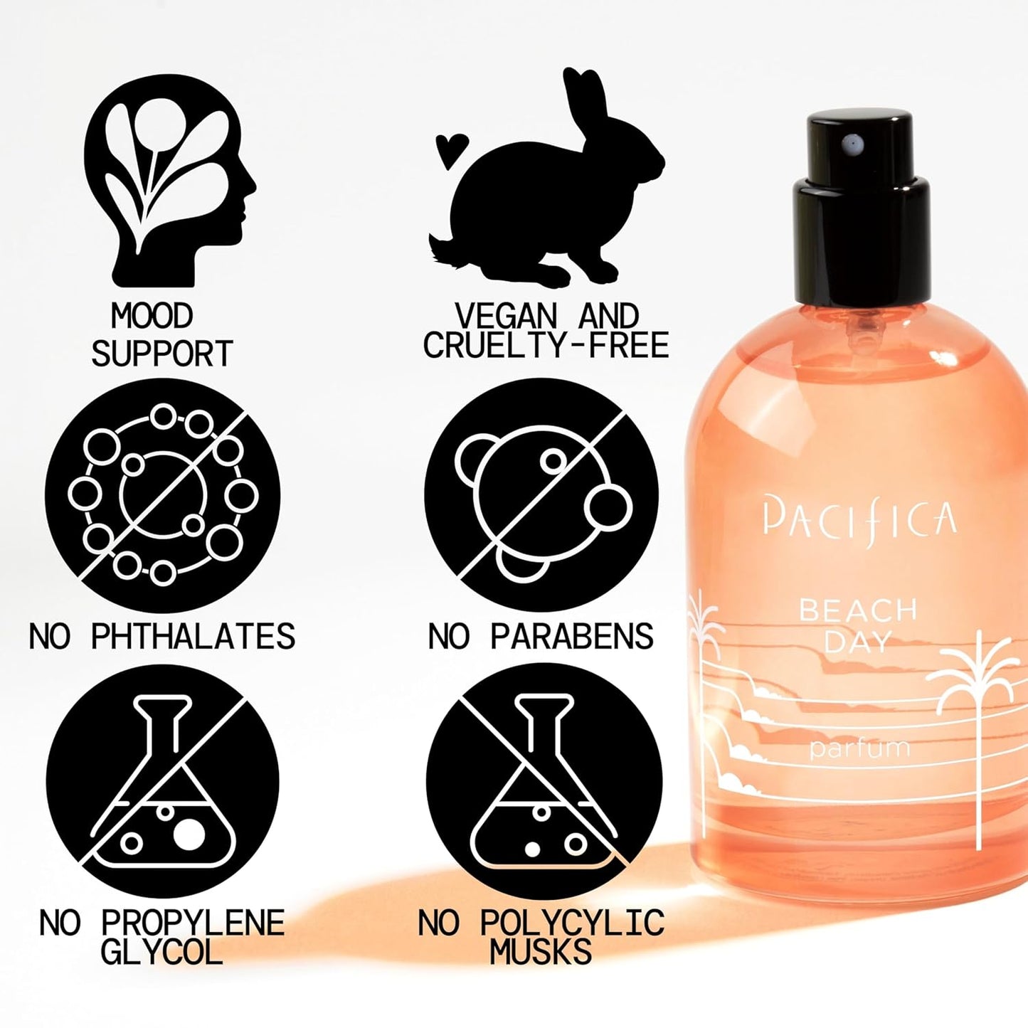 Pacifica Beach Day Spray Perfume, Fragrances, Bliss, Bergamont, Orange Flower, Sandalwood, Amber, Suede Leather, Clean Perfume, Parfum, Eau de Toilette Clean Vegan & Cruelty-Free