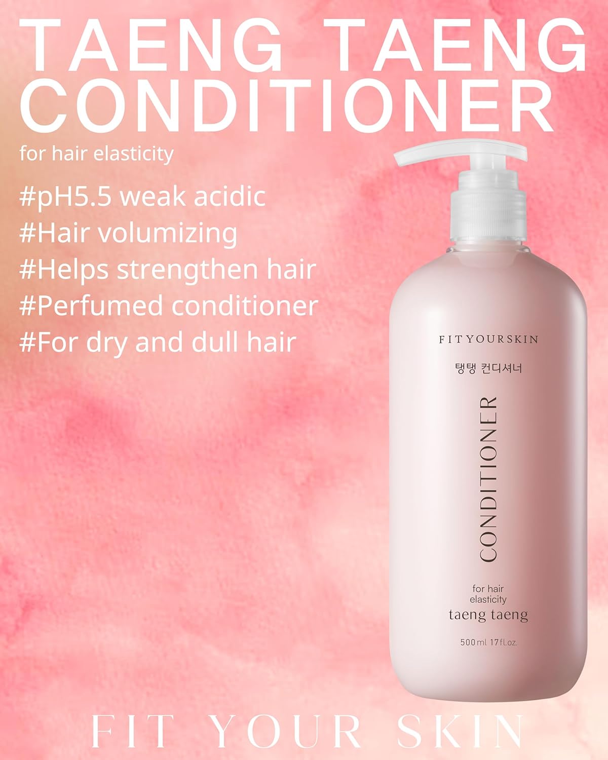 TAENG TAENG Elasticity Hair Conditioner - pH 5.5 Keratin & Protein Perfumed Conditioner for Thicker, Fuller Looking Hair - Rose Garden Scent - Paraben Free - 17 fl.oz