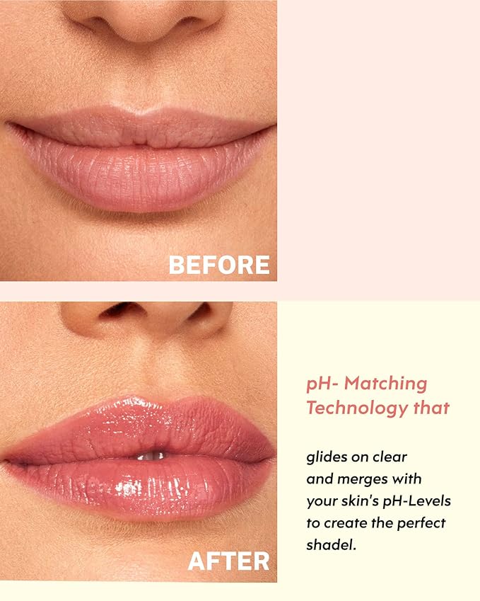 Glimmer Balm, Tinted Lip Balm Long Lasting PH Lipstick, Color Changing Lipstick Natural Chapstick, Glitter Pink Shade Lipstick (Pearl)