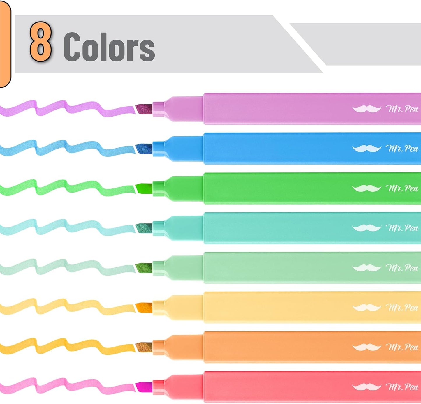 Mr. Pen- Aesthetic Highlighters, 8 Pack, Chisel Tip, Summer Colors, Cute Highlighters Assorted Colors