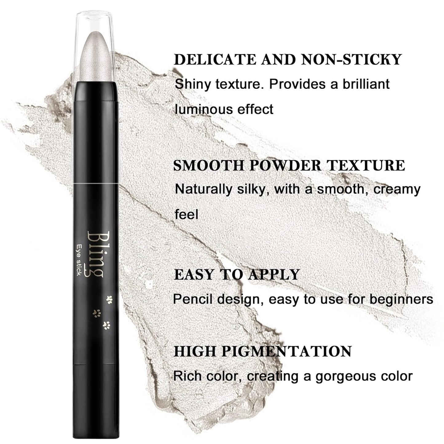 Boobeen Eyeshadow Pencil Crayon Waterproof Stick Shimmer Cream Pen - Create Glitter Eye Makeup, Easy to Use (01#+15#)