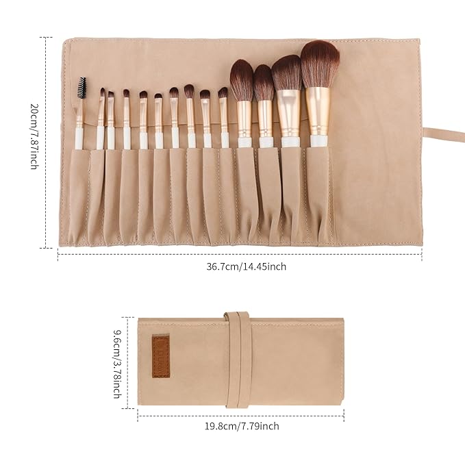 DUcare Makeup Brushes with Bag - 14Pcs Professional Synthetic Make Up Brushes Set for Blush Concealer Foundation Bronzer Powder Eyebrow Contour Eyeshadow Blending Makeup Brush Set Mekaup bag, White