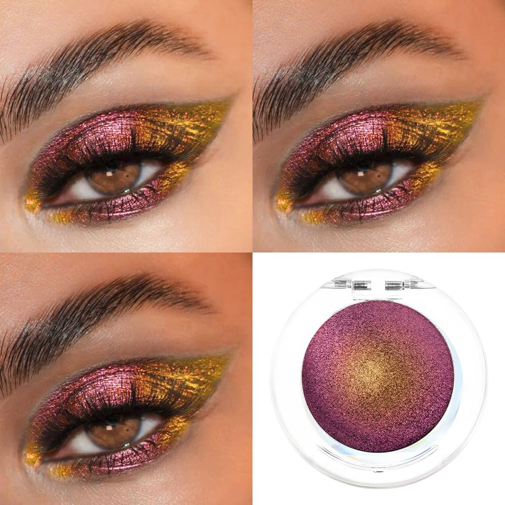 evpct Wine Red Gold Shimmer Glitter Sparkle Chameleon Duo Chrome Multichrome Gothic Iridescent festival Eyeshadow Palette, Single Eye Shadow Palette Makeup for Older Women, Glitter Eyeshadow Stick
