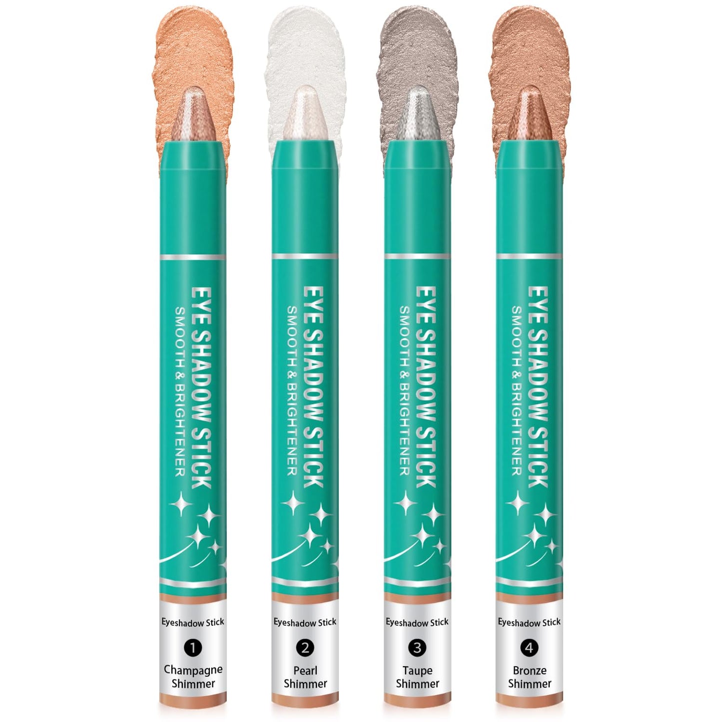 4Pcs Eyeshadow Stick, Eye Brightener Stick, Shimmer Creamy Eye Shadow Makeup, Waterproof Long Lasting Glitter Highlighter Eye Liner Pencil (4PCS A)