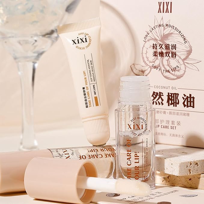 Lip Care Lip Scrub And Moisturizing Gel Set Sleeping Exfoliating Natural plant Oil Korean Therapy For Fuller Plumper