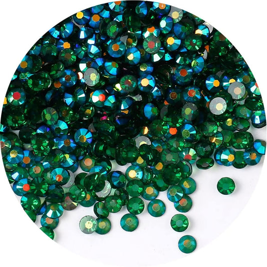 4500 Pcs SS12 3mm AB Flatback Rhinestones for Nails Art Crafts Transparent Glitter Round Gems Crystals DIY Clothes Shoes(Clear Dark Green AB)