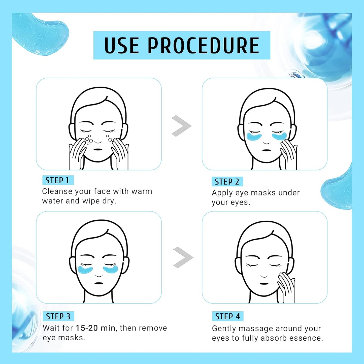 Under Eye Patchs Hyaluronic Acid Eye Mask for Dark Circles and Puffiness Wrinkle Eye Bags 30 Pairs