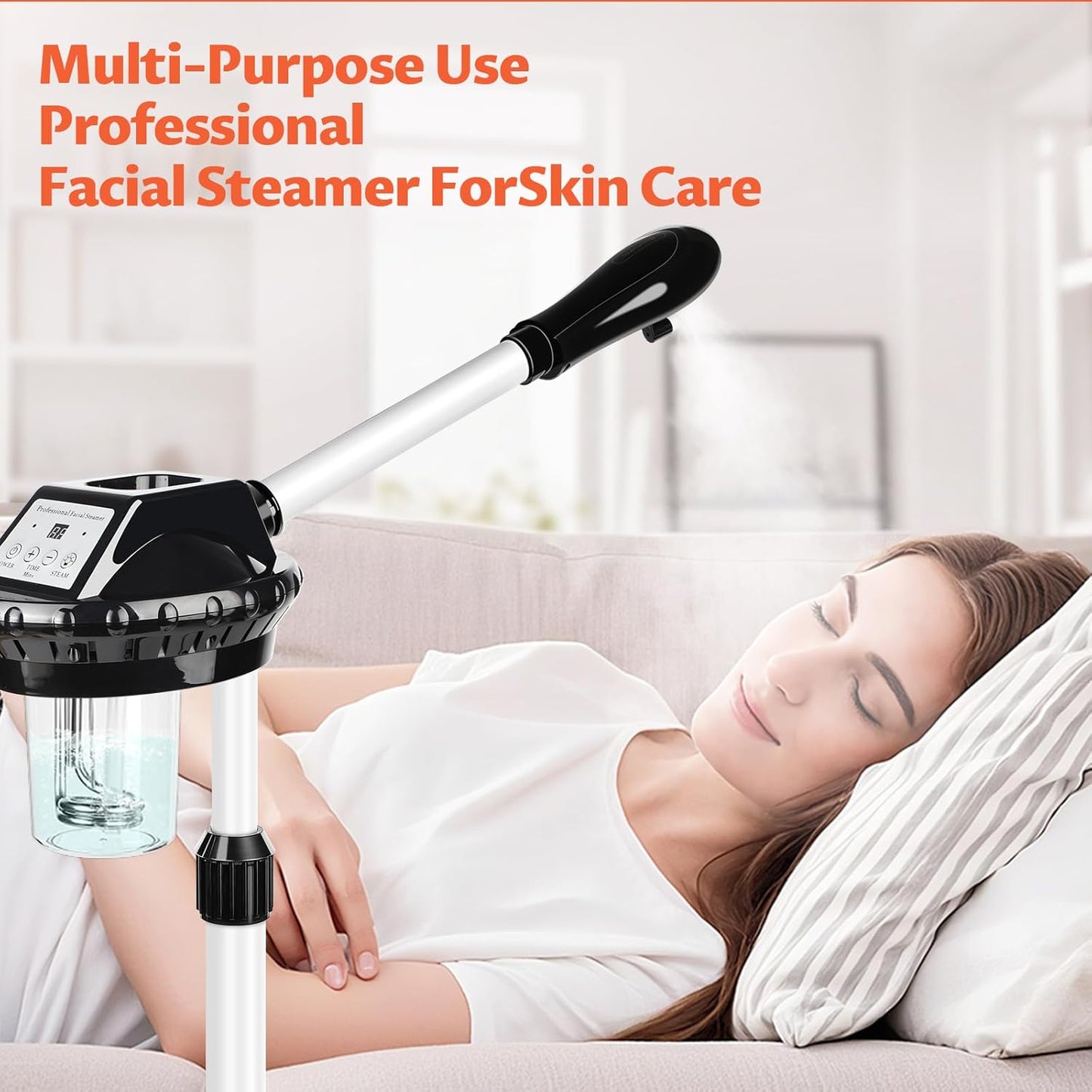 Professional Facial Steamer, Stand on Wheels Face Steamer, SPA Ozone Nano Steamer for Facials