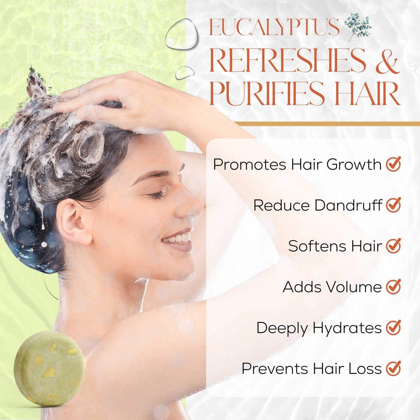 IIBESA Rice Water Shampoo Bar - Hair Growth & Thickening Improves Scalp Health - Japan Made Organic Ingredients - Solid Shampoo Bars For All Hair Types - Essential Oils - Eucalyptus