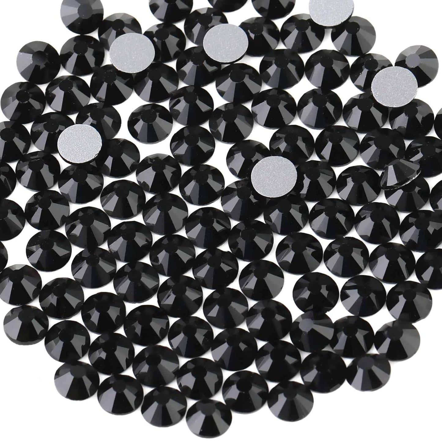 beadsland Flat Back Crystal Rhinestones Round Gems, Black (6.4-6.6mm) SS30/288pcs