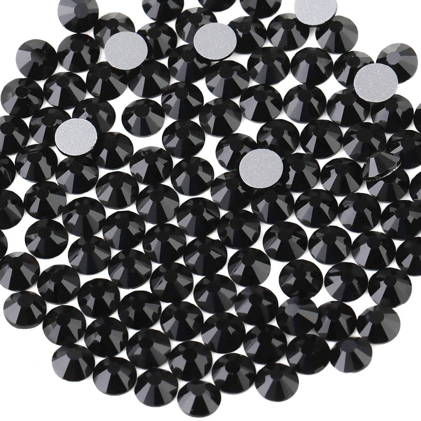 beadsland Flat Back Crystal Rhinestones Round Gems, Black(7.1-7.3mm) SS34/288pcs