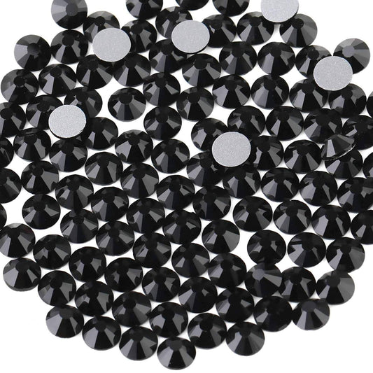 beadsland Flat Back Crystal Rhinestones Round Gems, Black(7.1-7.3mm) SS34/288pcs