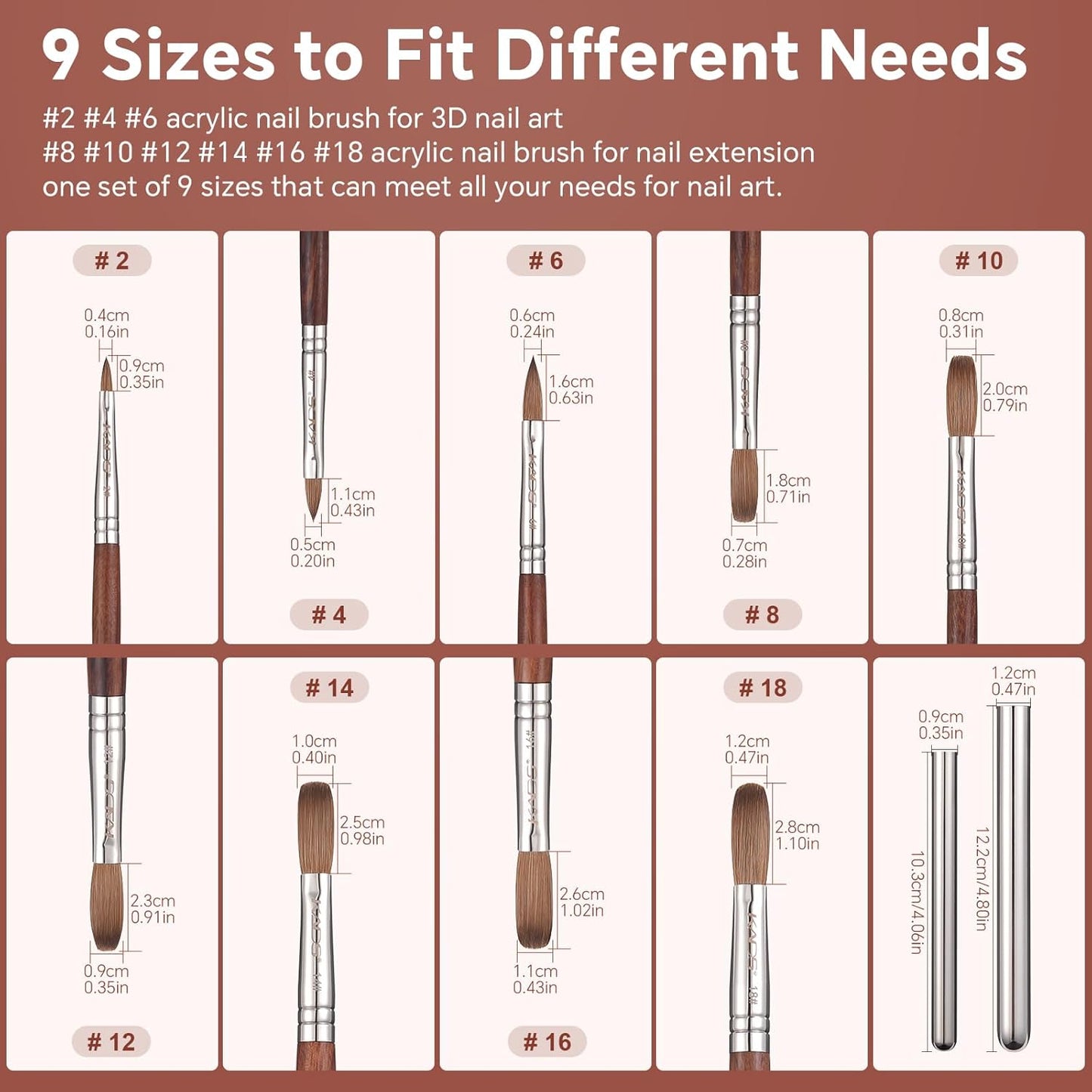 KADS Acrylic Nail Brush with Penholder Nail Brush for Acrylic Application-Oval Shaped Powder Nail Design Tools for Professional Manicure DIY Home Salon (10#)