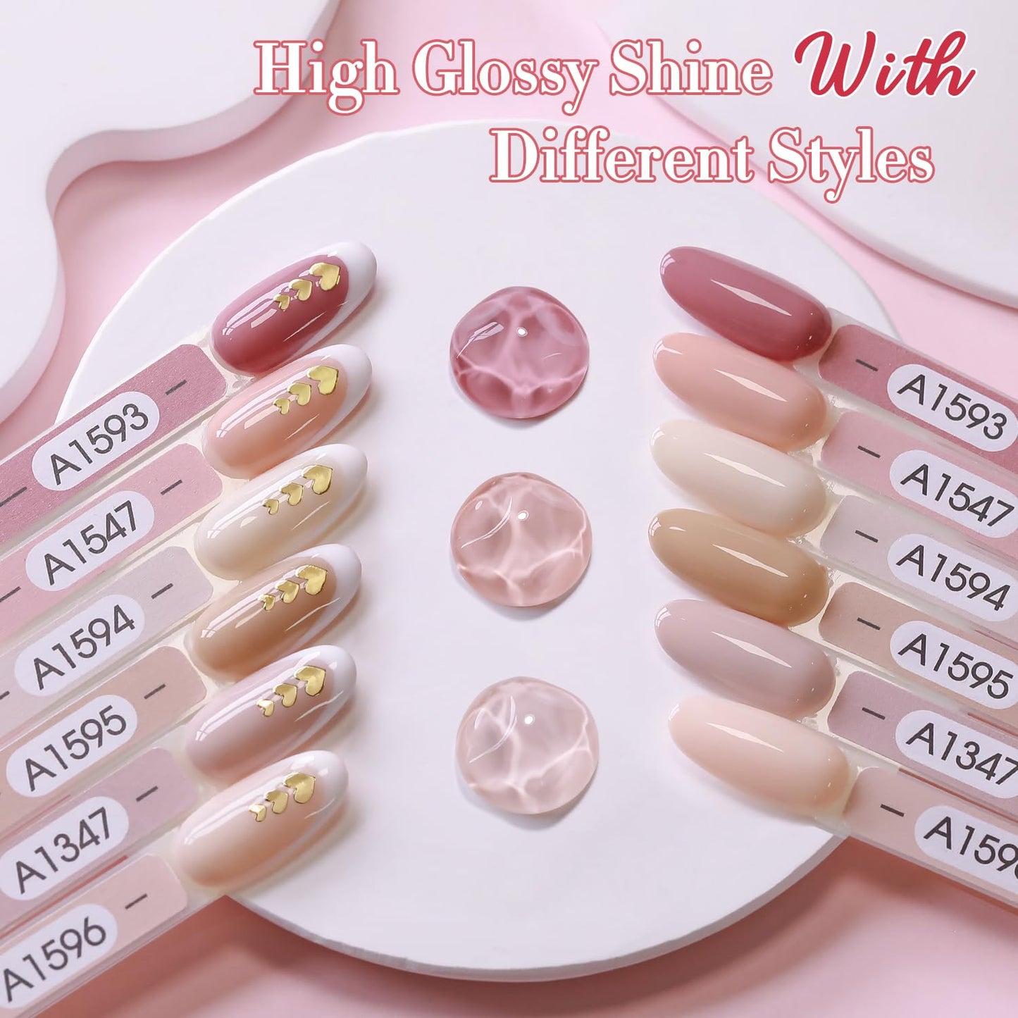 Double Rhythm 6 Pcs 15 ML Gel Polish Set Same Color Same Bottle Soak Off Gel Polish Kit Nail Art Manicure Salon DIY at Home for Women (Light Dark Nude Beige Cream Pink-T6-18)