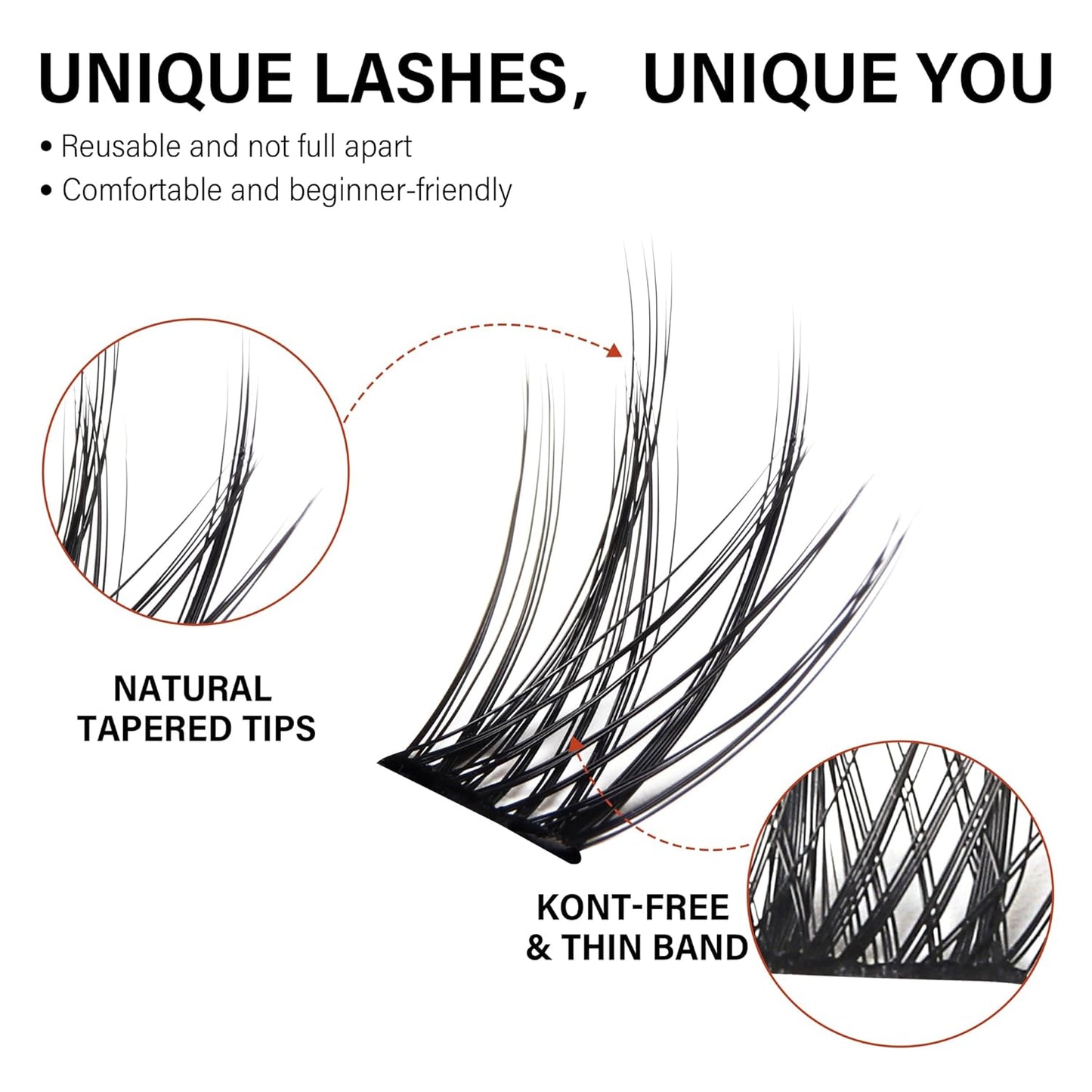 Lash Cluster 144pcs Individual Lashes,8-16mm Diy Lash Extension,C Curl Lash Clusters Wispy,3D Natural Lash Clusters Look Like Eyelash Extension DIY at Home (Orange Spirit-C-8-16mix)