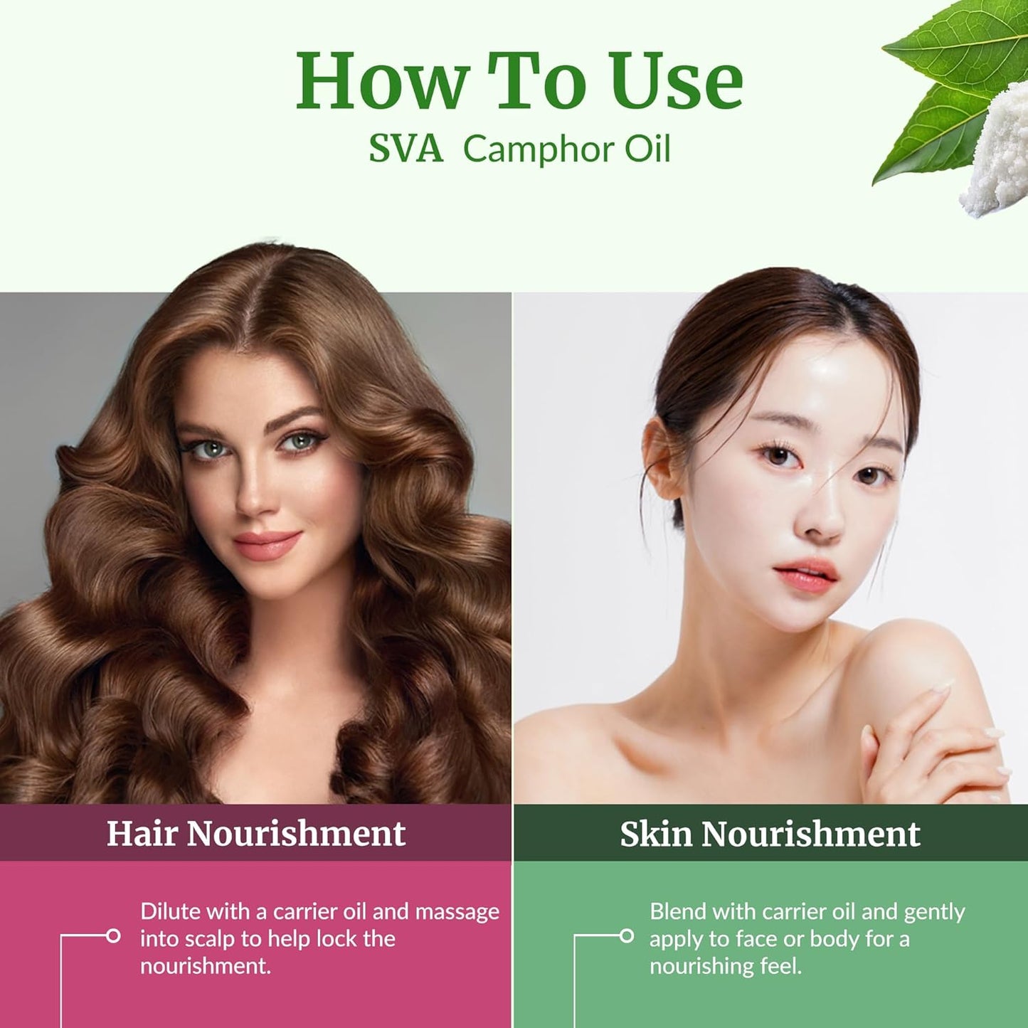 SVA Camphor Essential Oil – 4 Fl Oz – 100% Natural Camphor Oil - for Diffuser, Hair Care, Face, Skin Care, Aromatherapy, Scalp and Body Massage, Soap and Candle Making – with Dropper