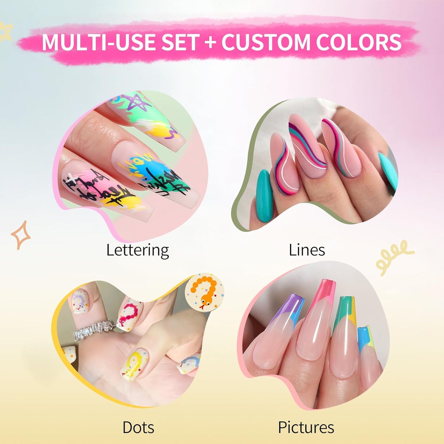 BORN PRETTY Nail Art Pens Set 12 Colors - Halloween Neon Colors 3D Nail Polish Acrylic Paint Pens Quick Dry Nail Markers for Halloween Nail Art Drawing Painting Dotting Liner Pen DIY Manicure Tools