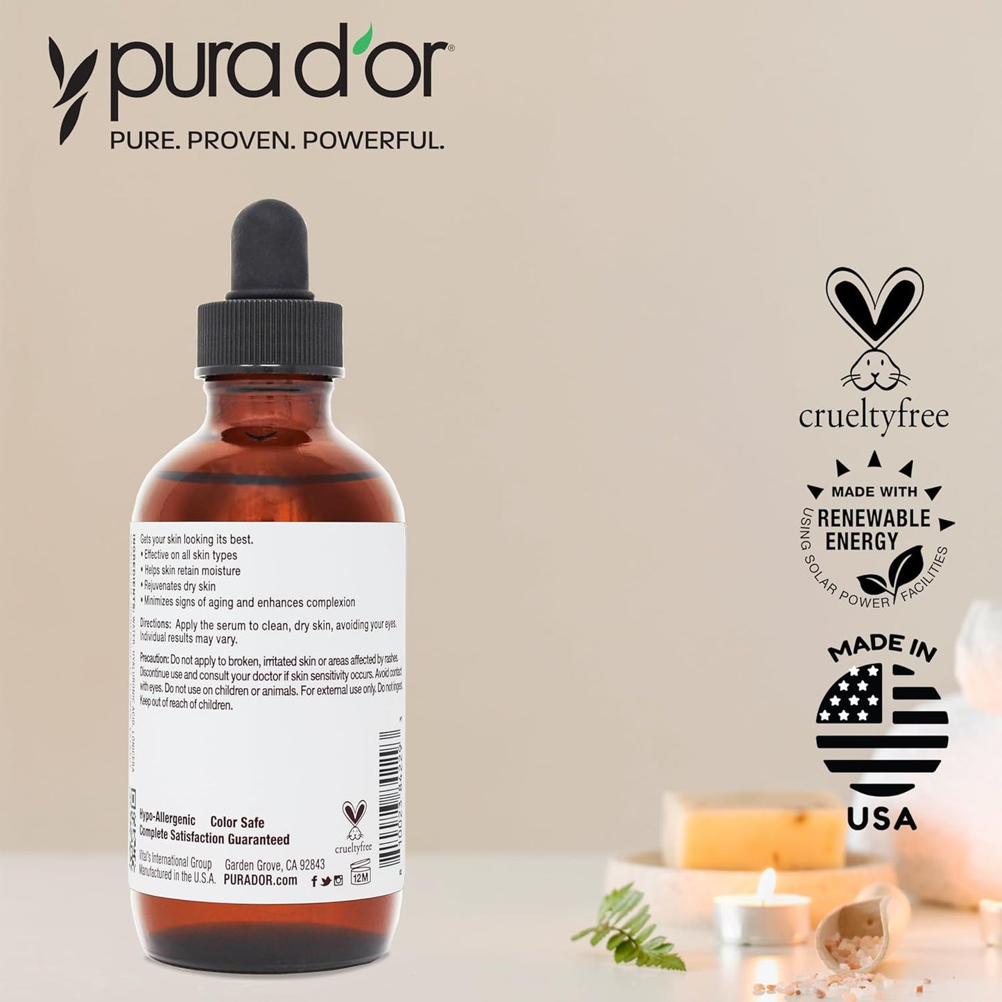 PURA D'OR Hyaluronic Acid Serum For Deep Hydration (3.3oz x2 = 6.6oz) Anti-Aging, Plumping & Moisturizing Formula For Smooth, Supple Skin - Natural Skincare Boost - Fine Lines & Wrinkle Reducer