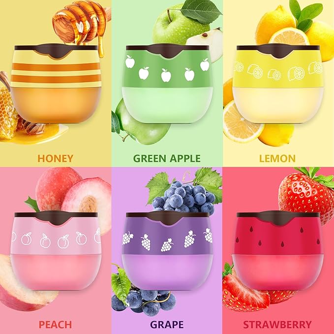 DMSKY 6 PCS Bee Lip Balm Honey Pot, Propolis Lip Mask Overnight, Moisturizing Hydrating Lip Sleeping Mask Prevention Dry and Cracked, Reduce Lip Lines