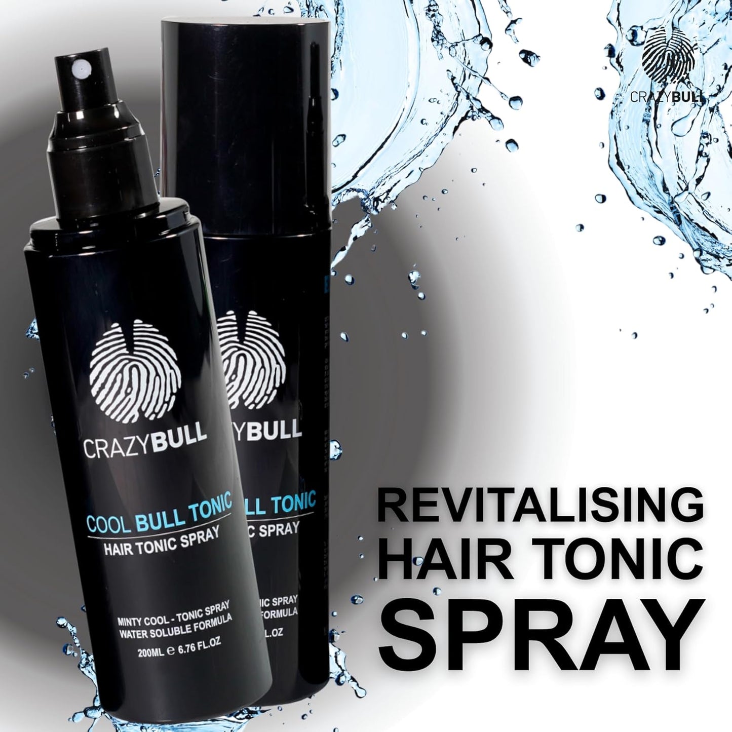 Crazy Bull Hair Tonic for Men - Cooling Hair Growth Spray with Castor Oil & Menthol - Hydrating Anti Frizz Heat Protection Spray for Oily & Dry Scalp - Cool Bull Ingrown Hair Treatment - Minty Scent