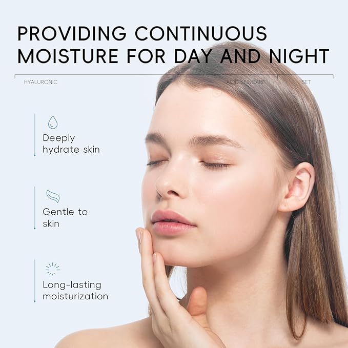 Hyaluronic Acid Skin Care Set, Hydration Kit for Women Teen Girls, Low pH Cleanser, Moisturizer, Serum, Eye Cream, Anti Aging, Firming, Travel Size Facial Care Gift Set for Dry Sensitive Skin