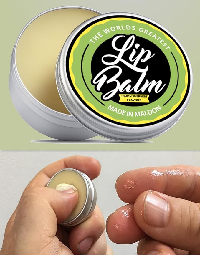 Lip Balm - Lemon Sherbet Flavoured Natural & Organic Lip Moisturizer Balm | Made with Shea Butter Beeswax Jojoba oil & Hemp Seed Oil, The Beard & the Wonderful Lip Balms for Dry & Cracked Lips | 15mL