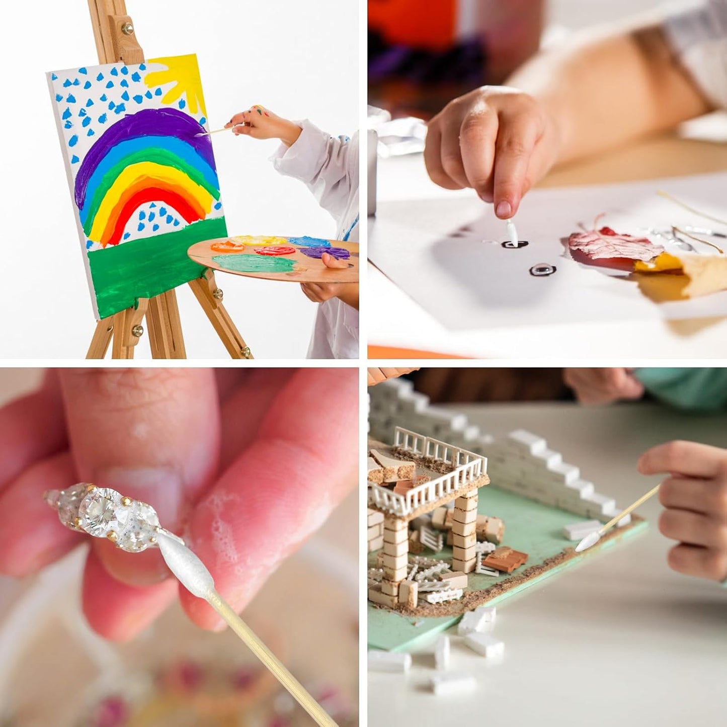 900 Pcs Precision Tip Cotton Swabs with Sturdy Bamboo Sticks, 700 Pcs Double Pointed Tip Cotton Swabs & 200 Pcs Long Cotton Swabs for Makeup, Nails, Crafts, Gun Cleaning