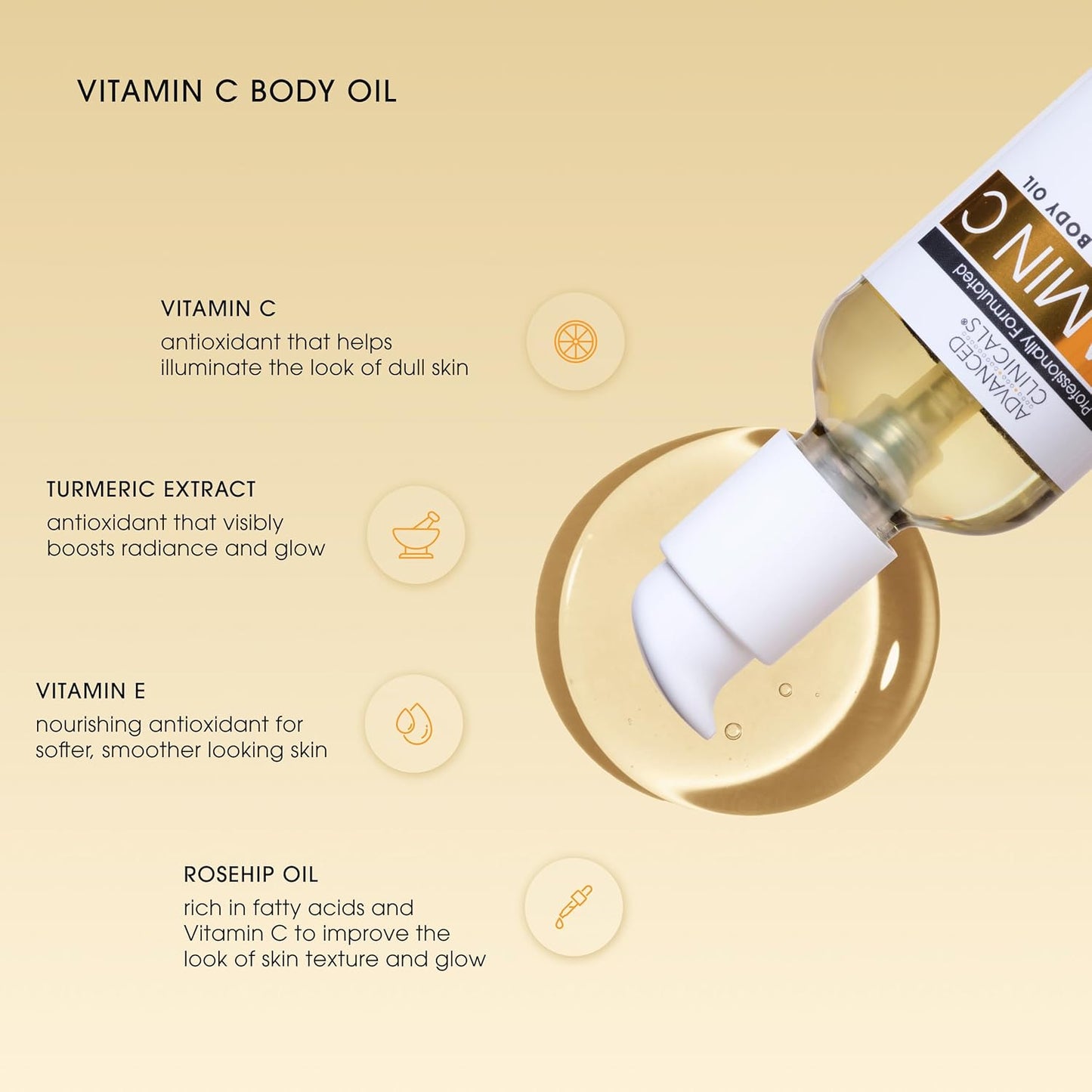 Advanced Clinicals Vitamin C illuminating Body Oil For Women & Men |Vitamin C Oil Skin Care Body Moisturizer With Vitamin E + Botanicals To Help Improve Appearance Of Dark Spots + Dry Skin, 2 Piece