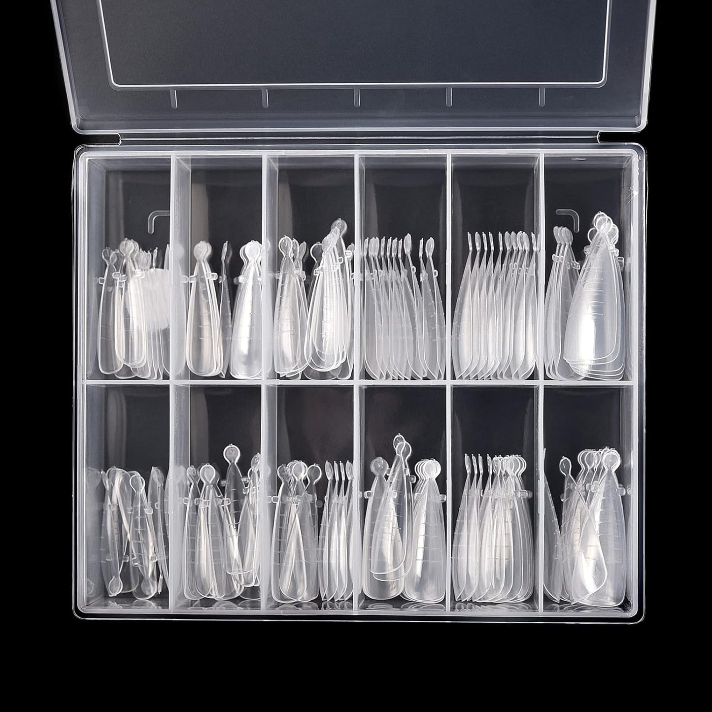 KADS 120PCS Clear Full Cover Dual Nail System Form UV Gel Acrylic Nail Art Mold Artificial Nail Tips with Scale for Extension (MODEL 6)