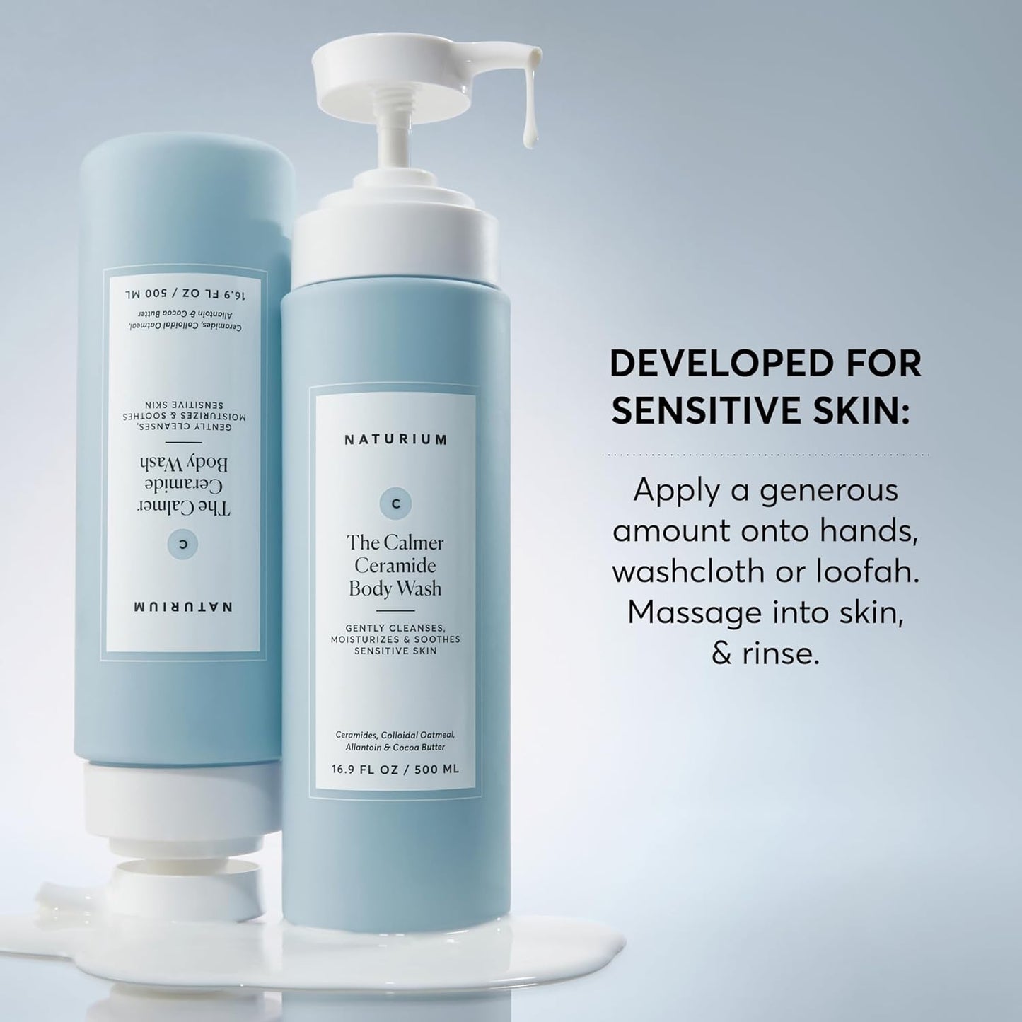 Naturium The Calmer Ceramide Body Wash, Frangrance-Free, Cleansing & Moisturizing for Dry, Sensitive Skin, Dermatologist-Tested, Paraben & Cruelty-Free, 16.9 oz