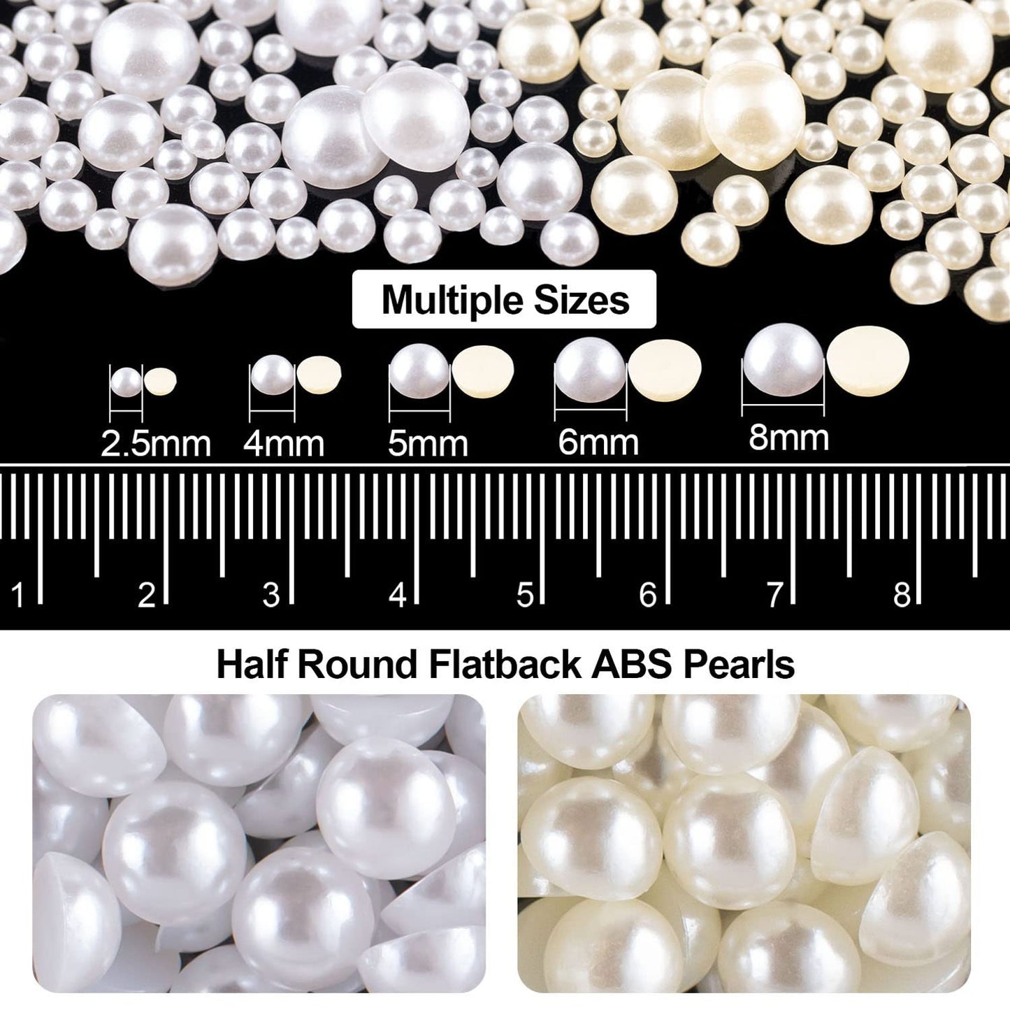 Flat Back Rhinestone+Half Round Pearl Kits Colorful Rhinestones+White&Beige Pearls with Quick Dry Makeup Glue+Picker Pencil+Tweezer for Nail Art and Face Make-up