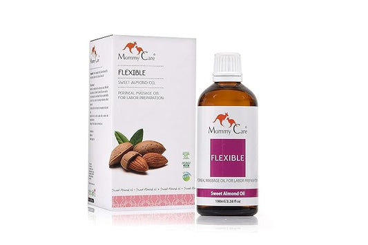 Mommy Care Perineal Massage Oil Labor Preparation, Flexible Perineal Massage Oil, Sweet Almond Oil For Pregnancy and Postpartum Recovery 100ml/3.38 fl.oz Certified Organic All Natural